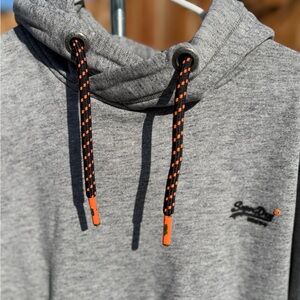 Superdry Heather Gray Hoodie with Orange Accents